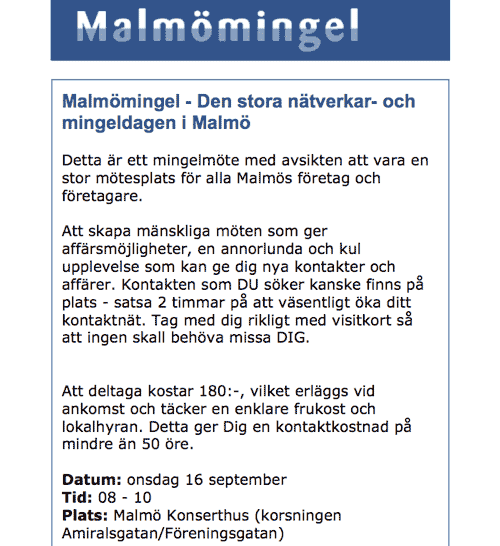 Malmömingel annons