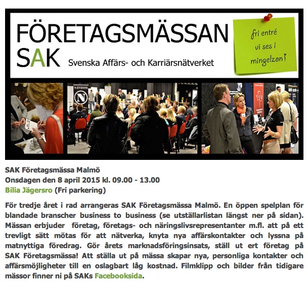 Länk till Företagsmässan SAK 2015s egen sida