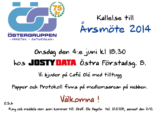 Kallelse till Årsmöte 2014